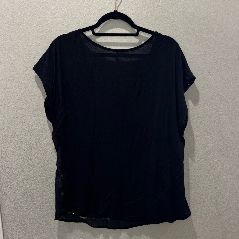 🖤✨ Studio Y Black V-Neck Sequin Women’s Blouse – SZ L ✨🖤 - Picture 4 of 4